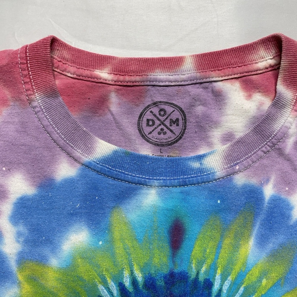 DOM Psychedelic Tie Dye T-Shirt L Mushroom Graphic Trippy Rave Streetwear Grunge - Picture 5 of 12